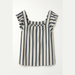 GREYLIN Flutter Sleeve Blue & White Stripe Blouse Sz M (fits S M)